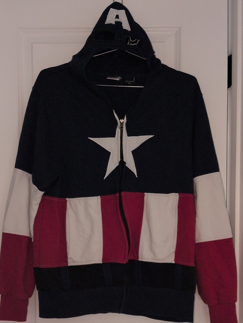 Marvel Captain America Navy & White Logo Zip Hoodie Size Medium